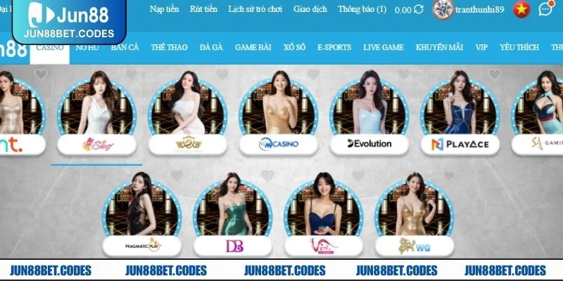 Có đa dạng sảnh Casino JUN88 khác nhau cho bạn chọn lựa